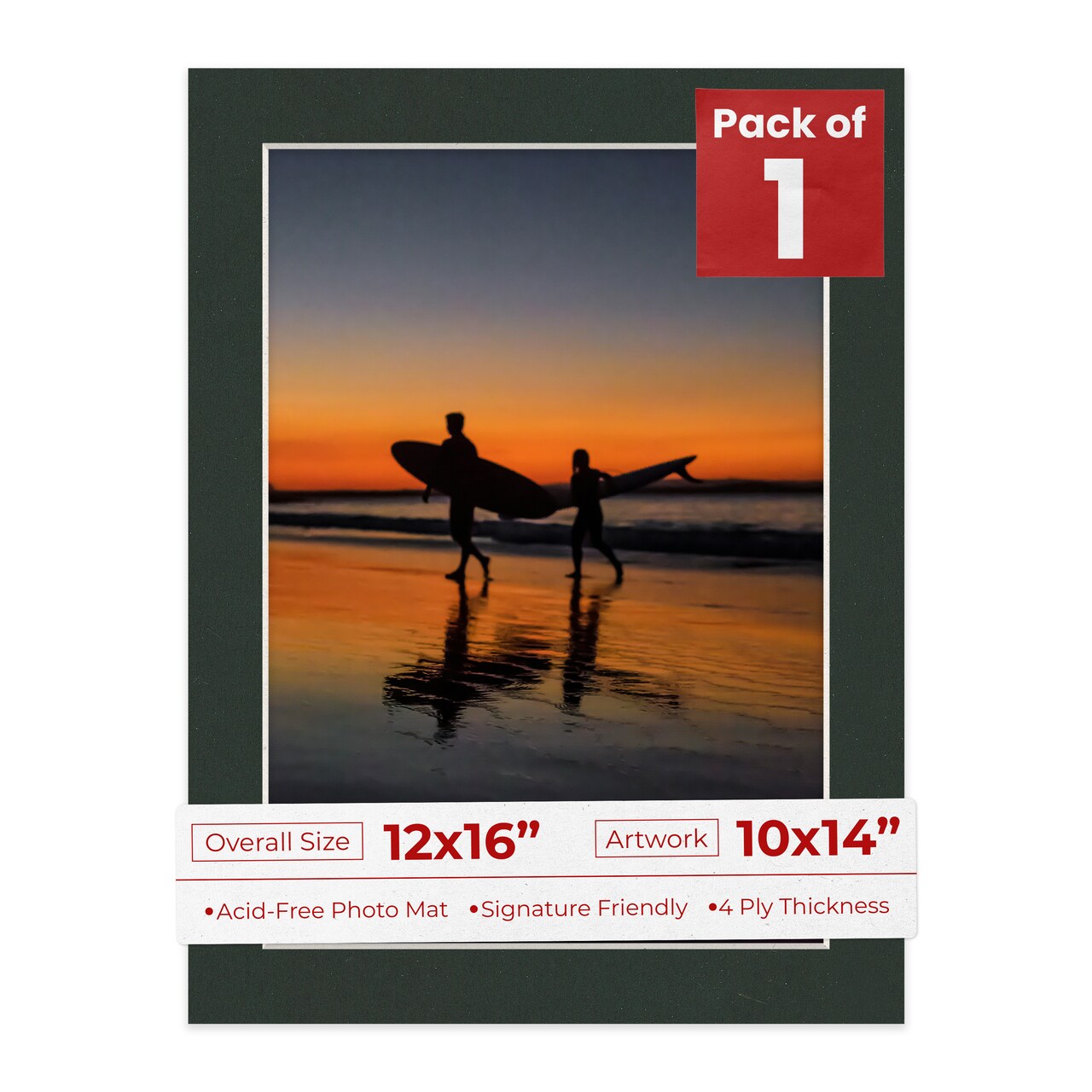 Textured Black Mat Board for 12x16 Frames - Fits 10x14 Photos